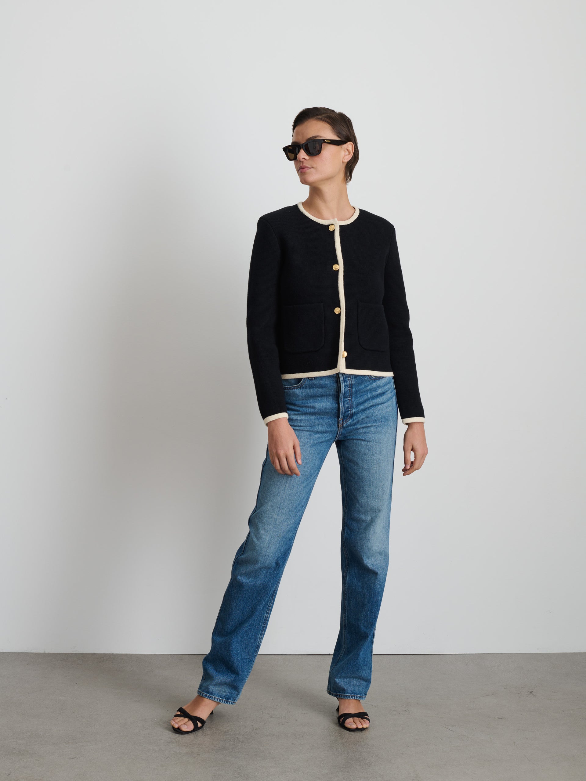 Alex Mill Paris Sweater Jacket Black/Ivory