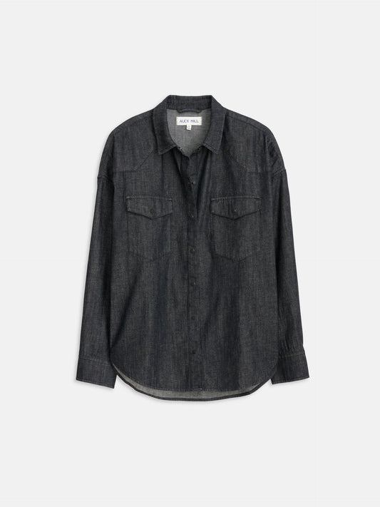 Alex Mill Santa Fe Shirt in Black Denim Black Wash
