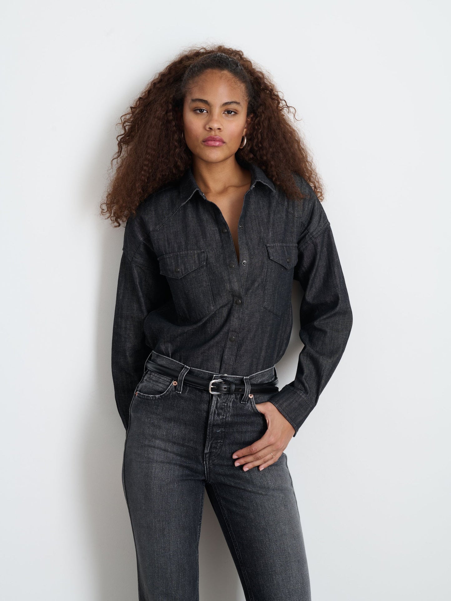 Alex Mill Santa Fe Shirt in Black Denim Black Wash