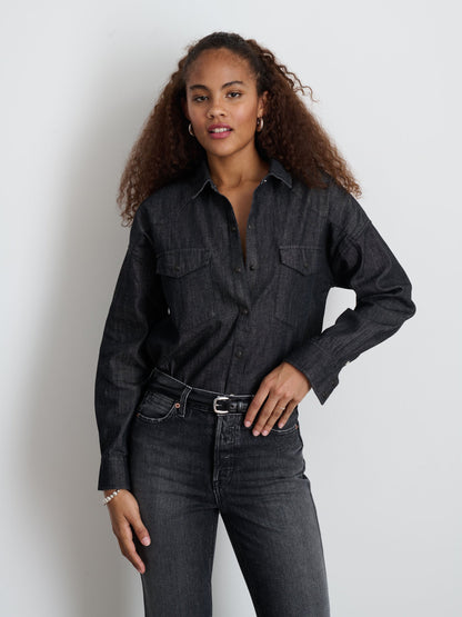Alex Mill Santa Fe Shirt in Black Denim Black Wash
