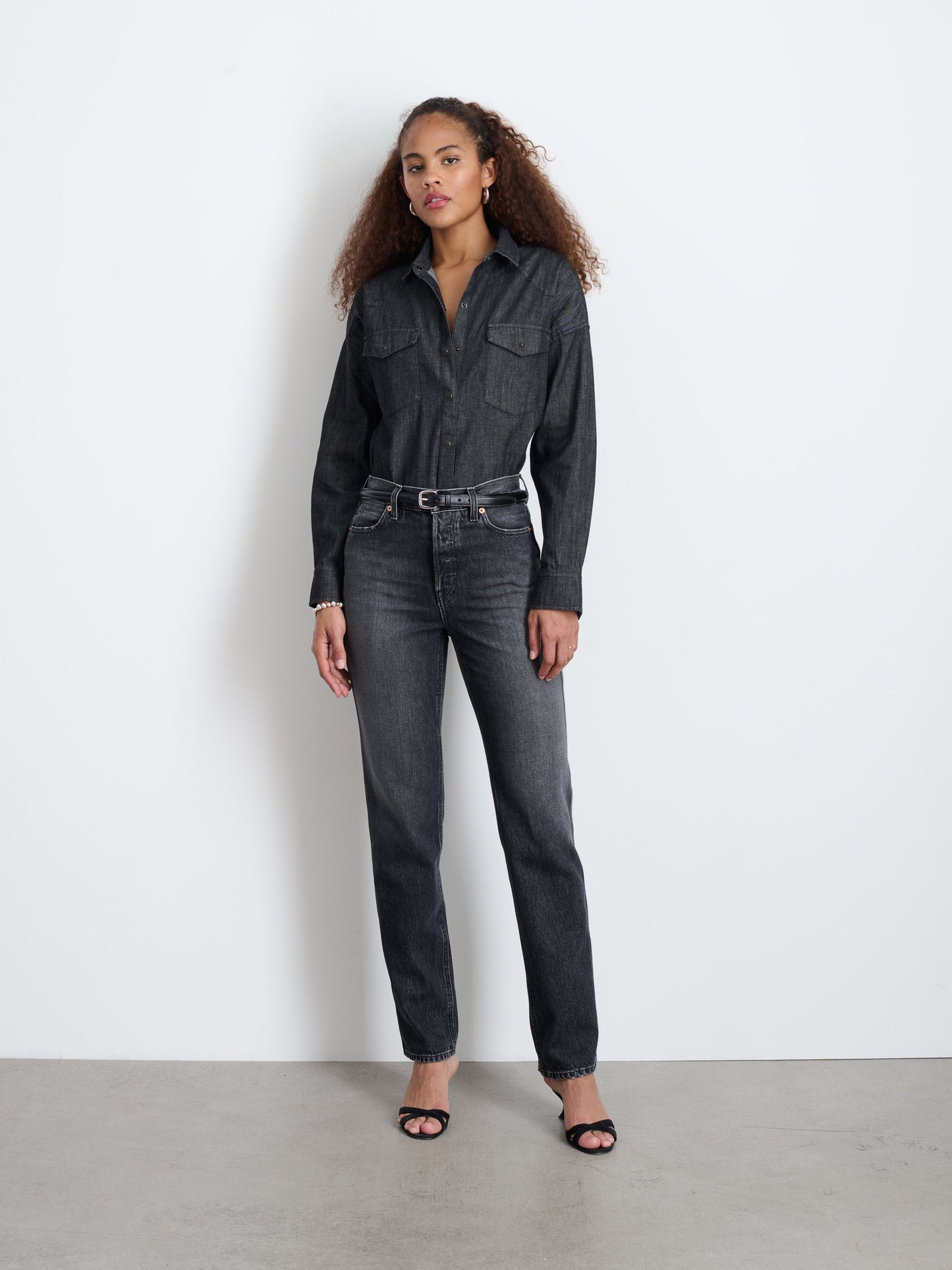 Alex Mill Santa Fe Shirt in Black Denim Black Wash