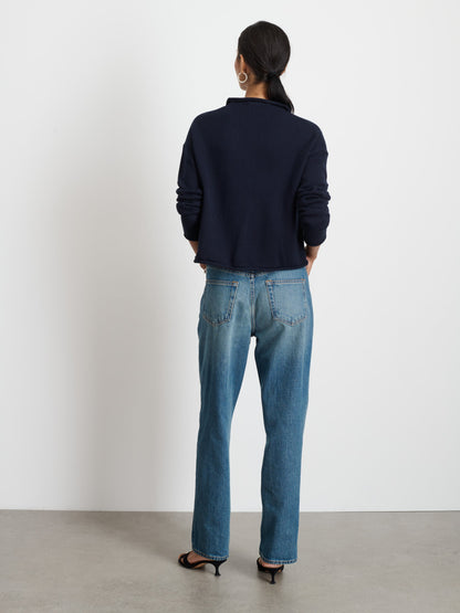 Alex Mill Taylor Rollneck Cardigan in Cotton Cashmere Navy