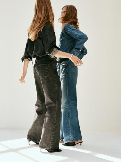 Alex Mill Alek Relaxed Wide Leg Jean Seattle Black Wash