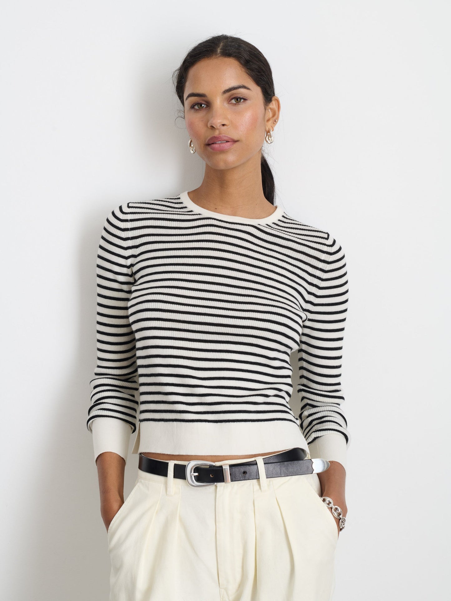 Alex Mill Ava Striped Sweater Tee Ivory/Black