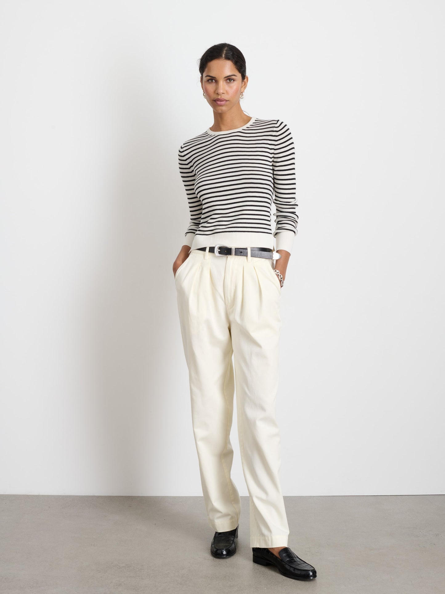Alex Mill Ava Striped Sweater Tee Ivory/Black