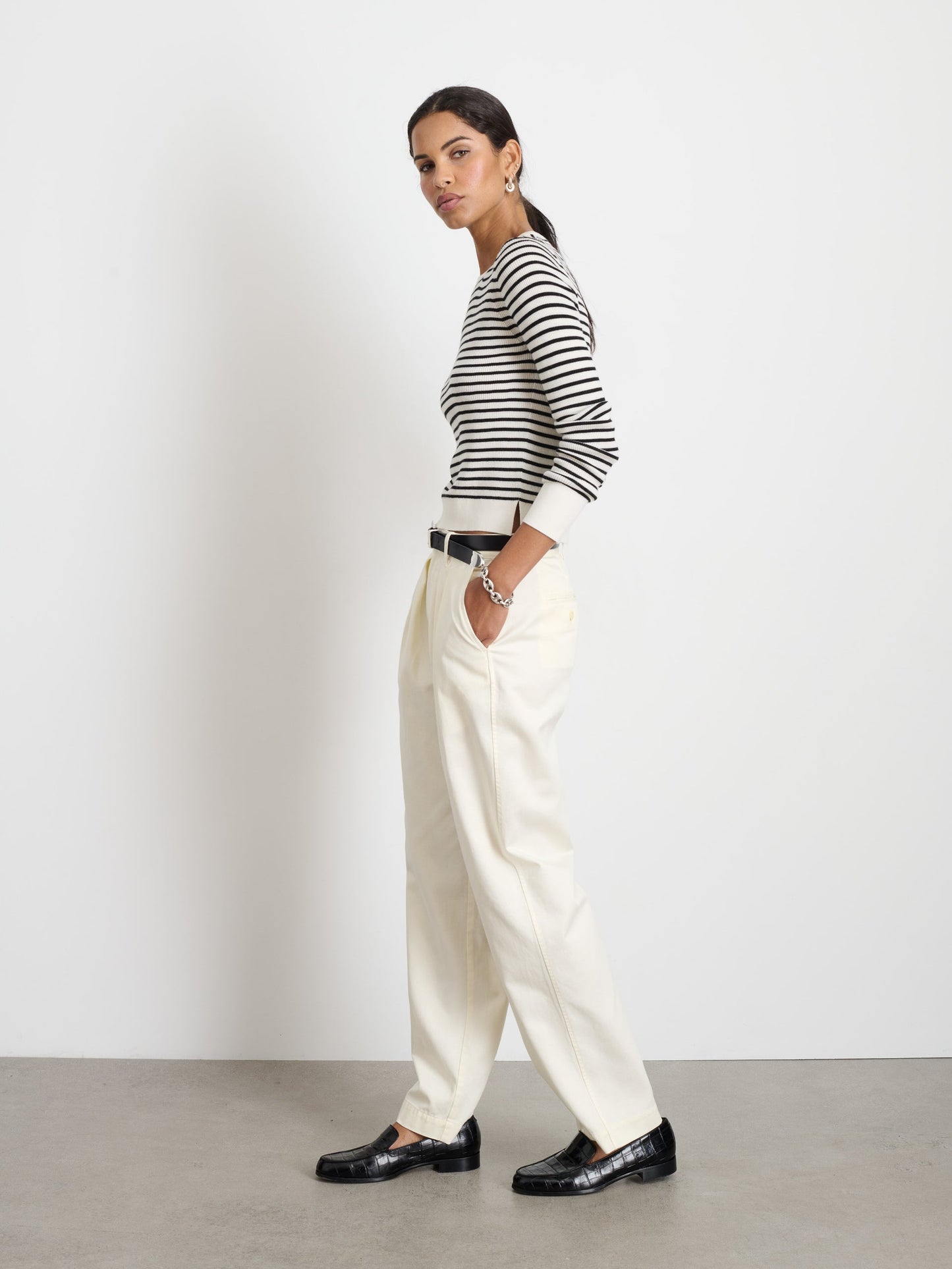 Alex Mill Ava Striped Sweater Tee Ivory/Black