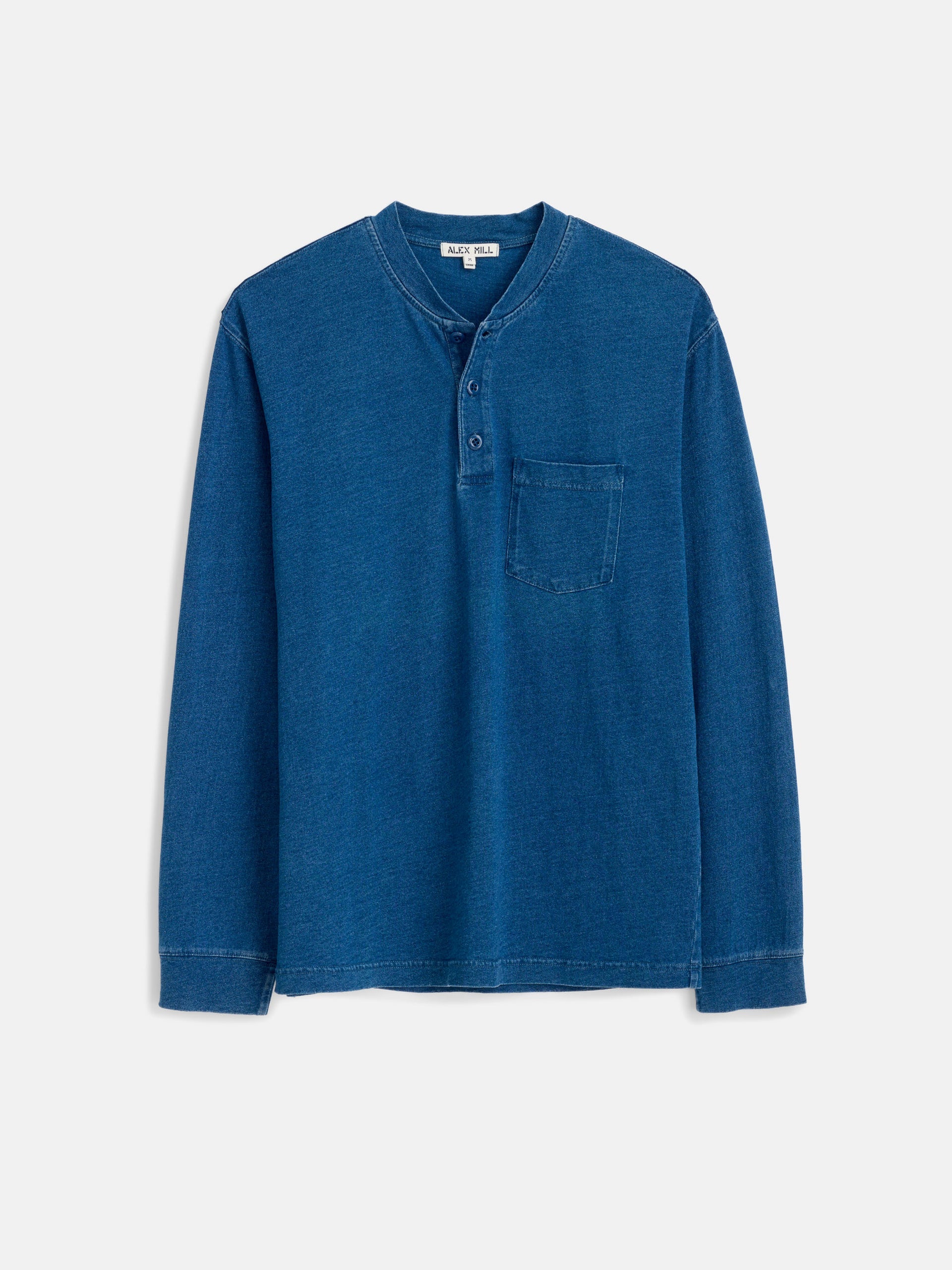 Alex Mill Alan Henley In Indigo Slub Cotton Indigo