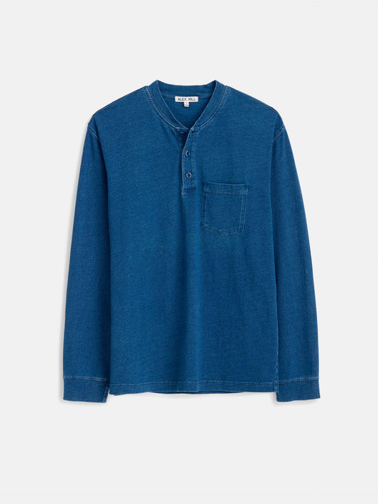 Alex Mill Alan Henley In Indigo Slub Cotton Indigo