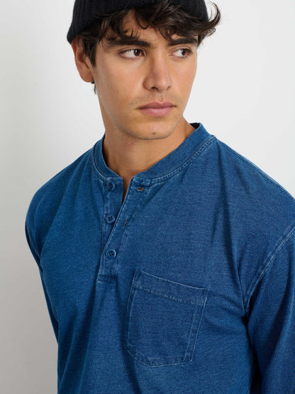 Alex Mill Alan Henley In Indigo Slub Cotton Indigo