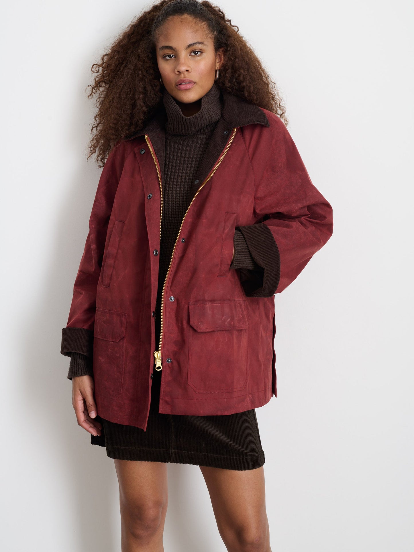 Alex Mill Chiltern Street Jacket In Waxed Cotton Brick Red