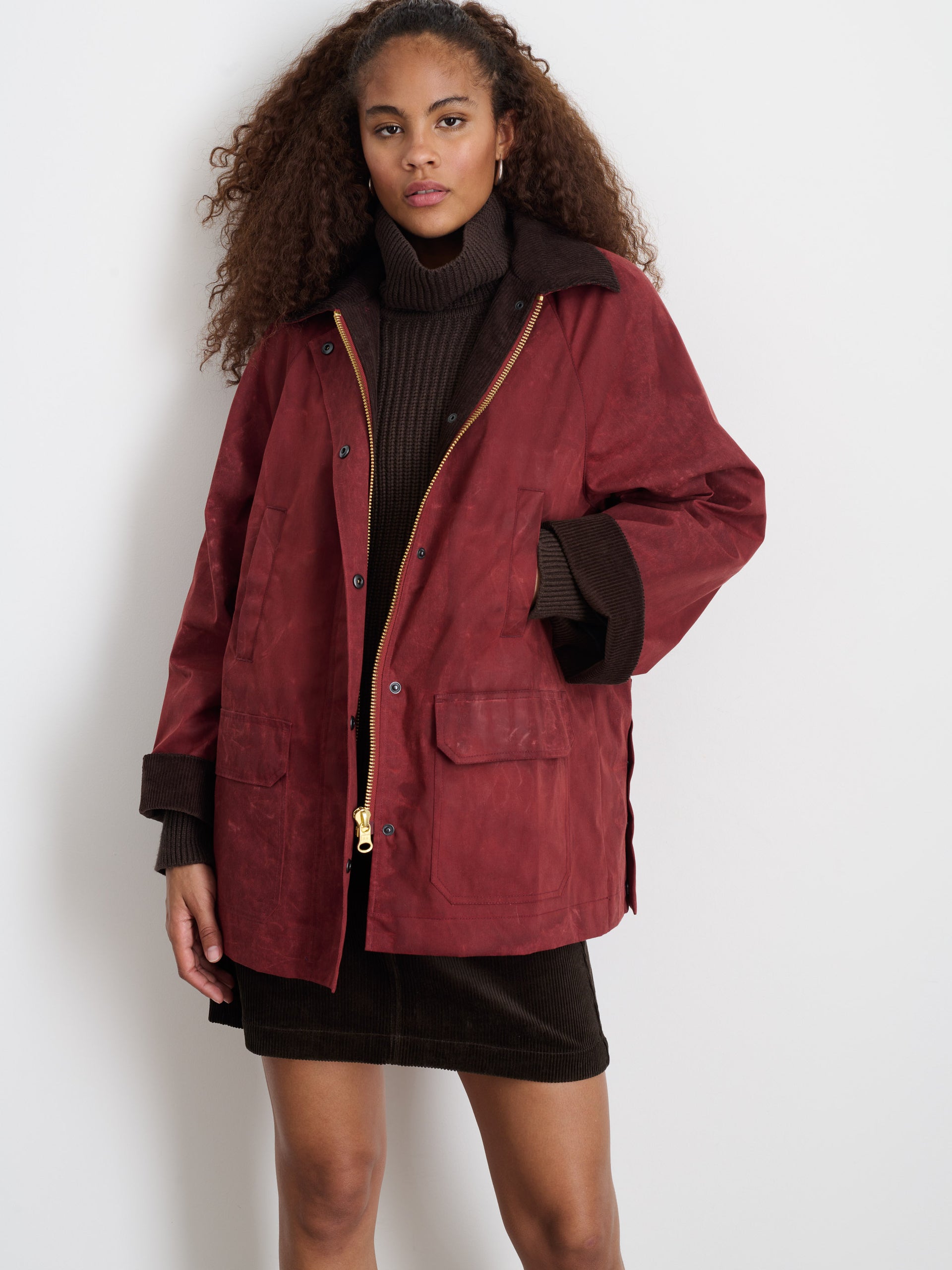 Alex Mill Chiltern Street Jacket In Waxed Cotton Brick Red