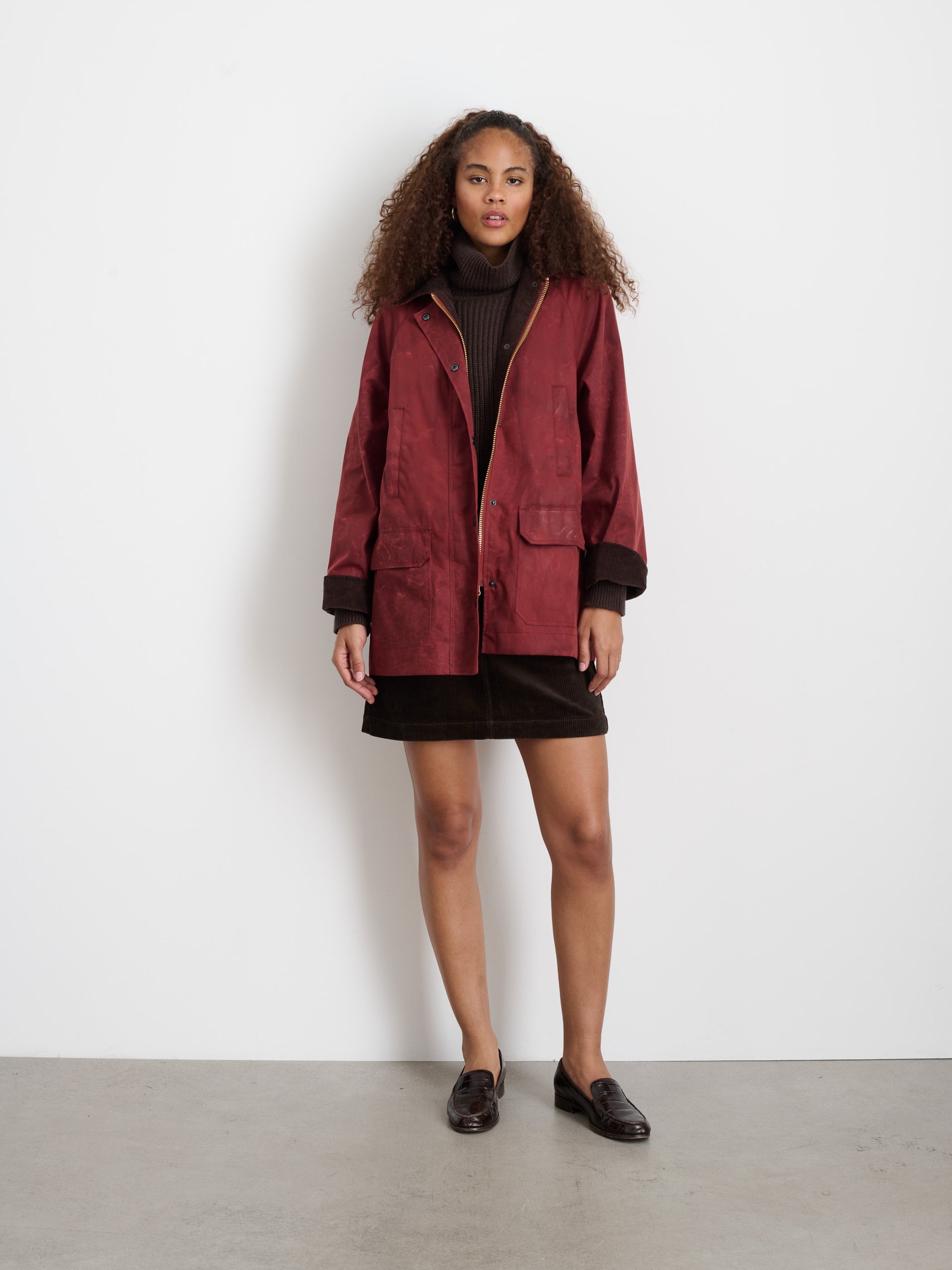 Alex Mill Chiltern Street Jacket In Waxed Cotton Brick Red