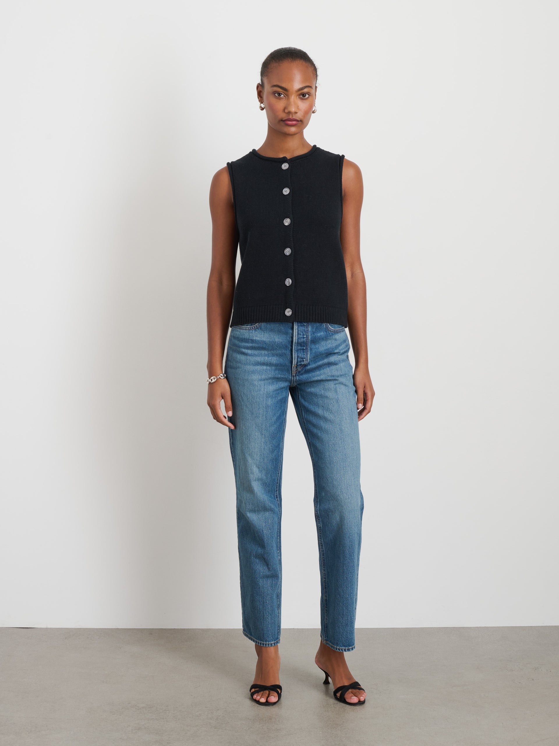 Alex Mill Bridget Vest in Cotton Black