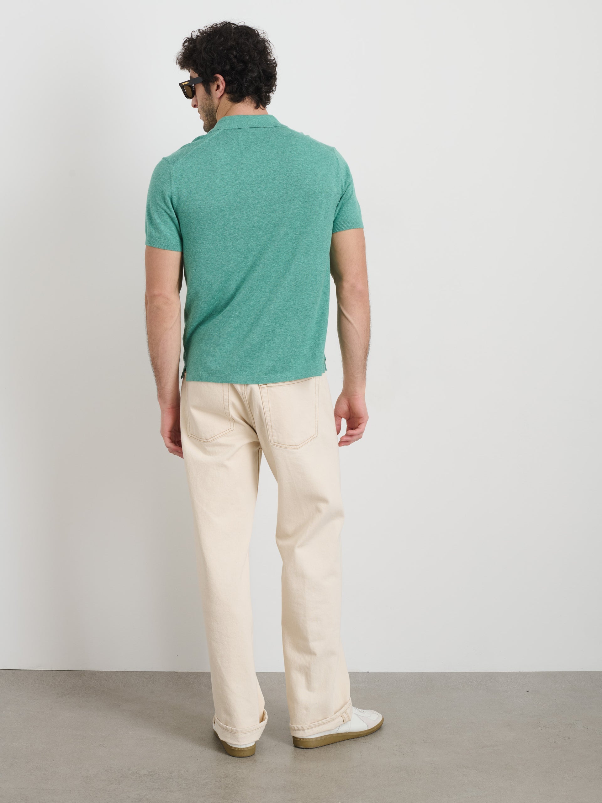 Alex Mill Aldrich Knit Shirt in Hemp Cotton Heather Jade
