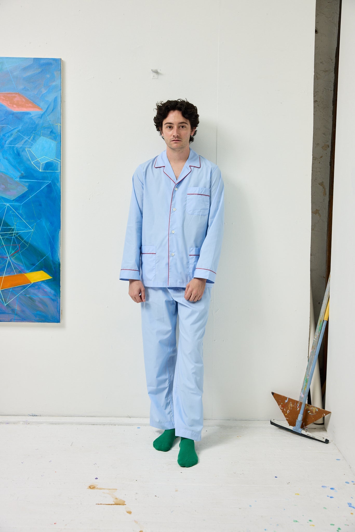 Alex Mill Schostal x Alex Mill Solid Long Sleeve Pajama Set Sky Blue