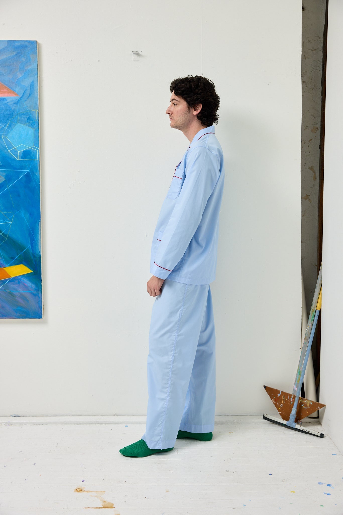 Alex Mill Schostal x Alex Mill Solid Long Sleeve Pajama Set Sky Blue