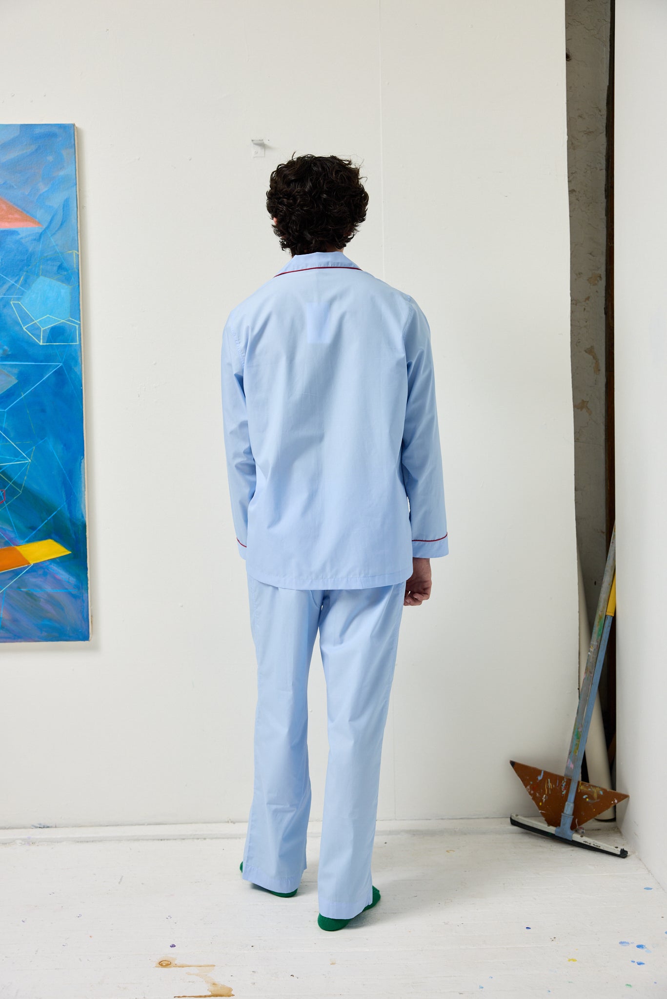 Alex Mill Schostal x Alex Mill Solid Long Sleeve Pajama Set Sky Blue