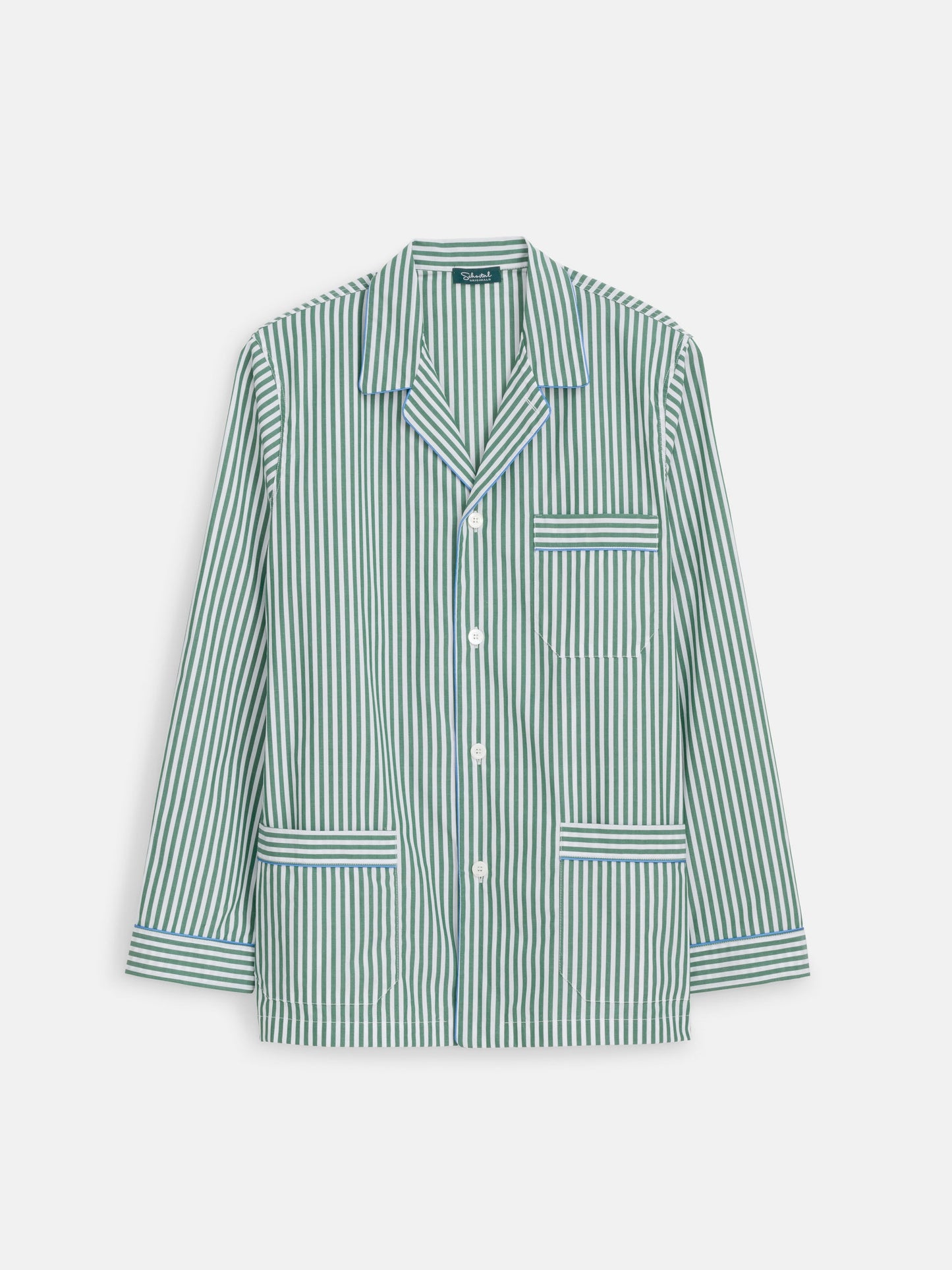 Alex Mill Schostal x Alex Mill Striped Long Sleeve Pajama Set Green Stripe