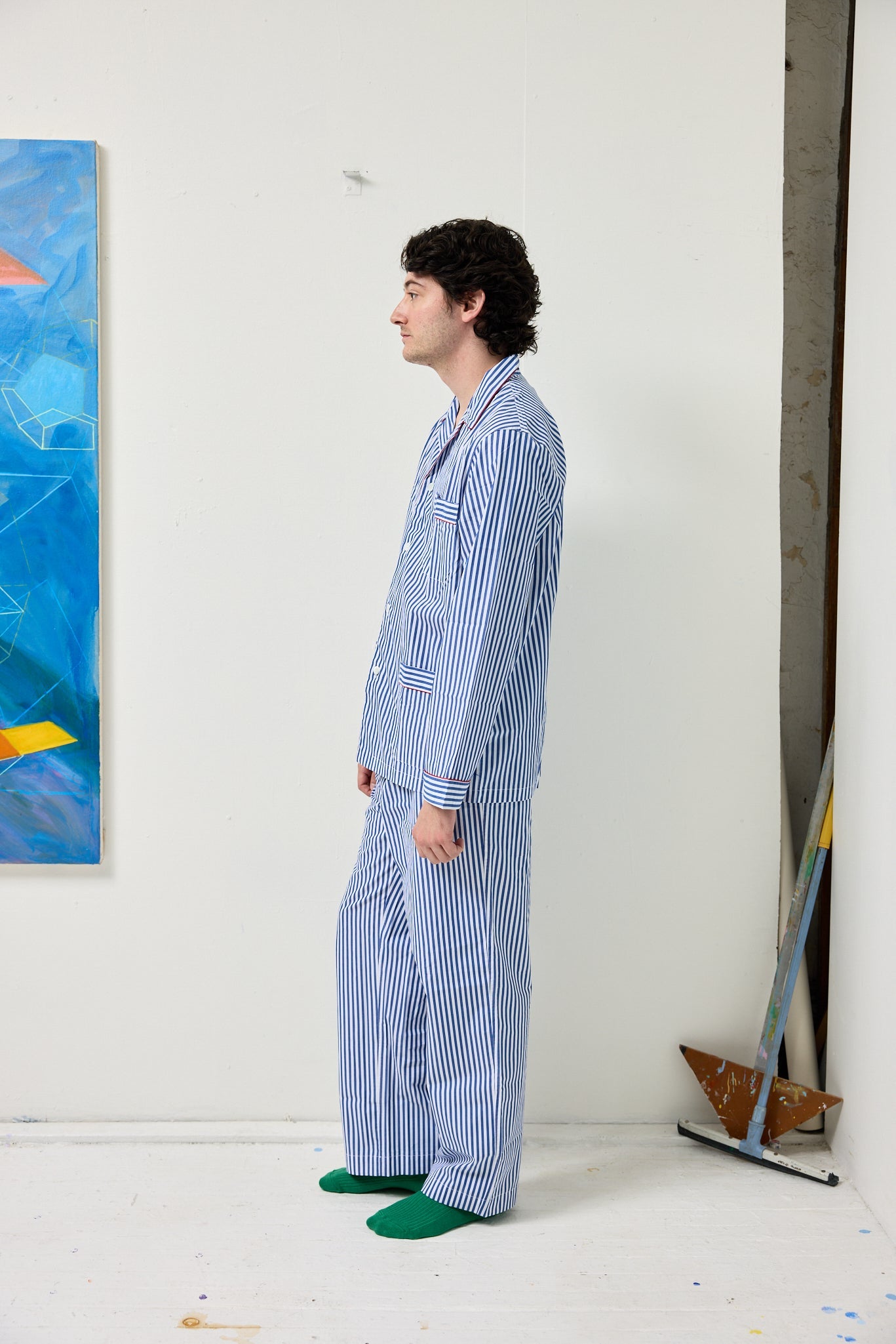 Alex Mill Schostal x Alex Mill Striped Long Sleeve Pajama Set Navy Stripe