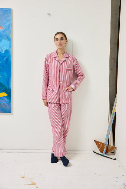 Alex Mill Schostal x Alex Mill Striped Long Sleeve Pajama Set Red Stripe