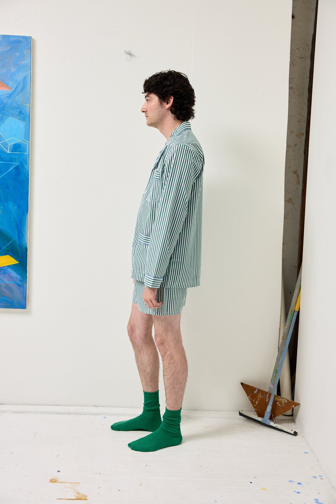 Alex Mill Schostal x Alex Mill Boxer Shorts Green Stripe