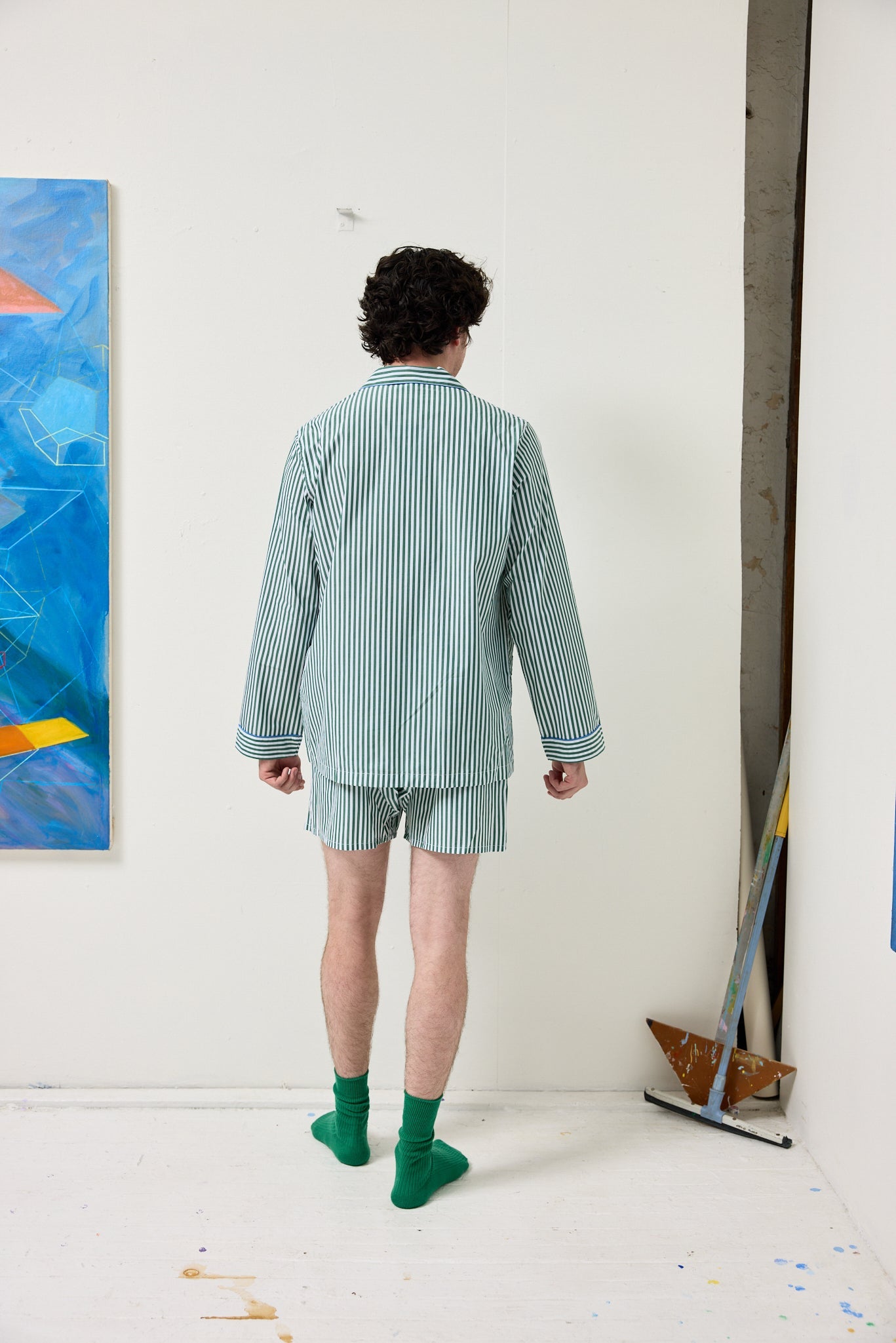 Alex Mill Schostal x Alex Mill Boxer Shorts Green Stripe