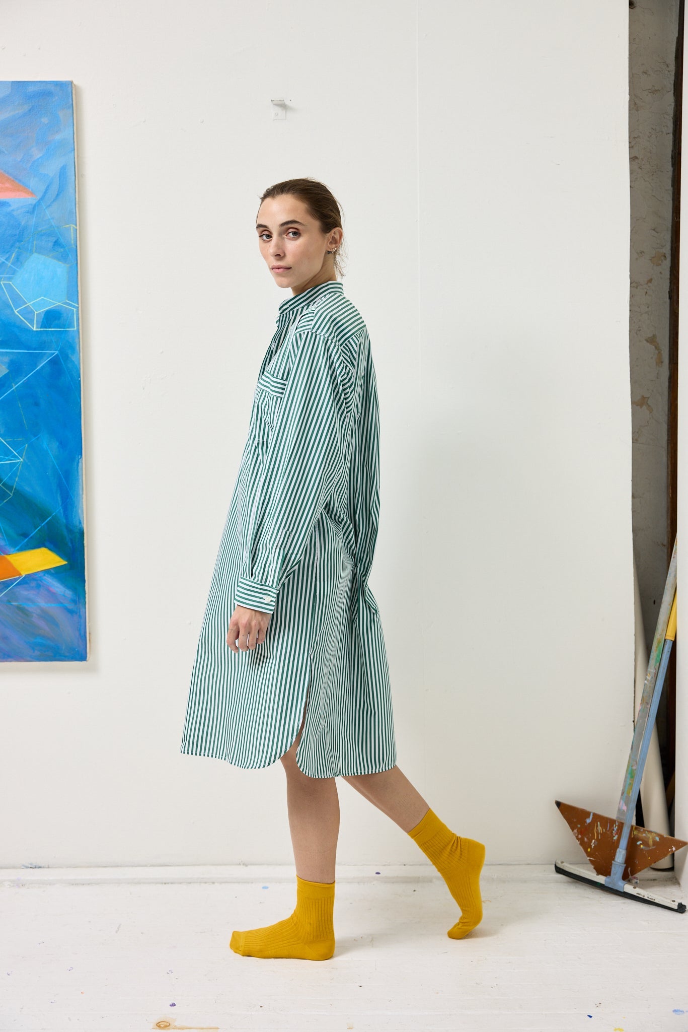 Alex Mill Schostal x Alex Mill Nightshirt Green Stripe