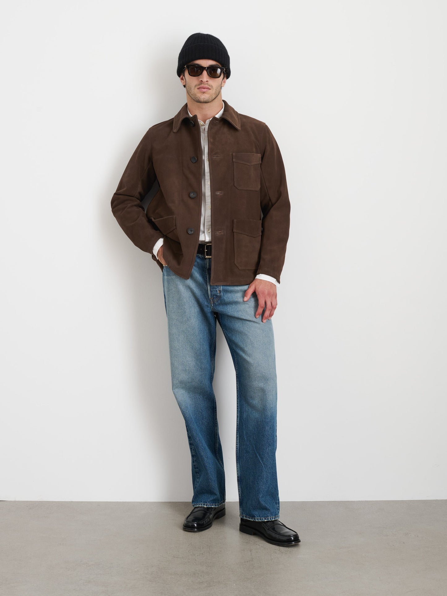 Alex Mill Owen Barry x Alex Mill Work Jacket in Suede Dark Brown