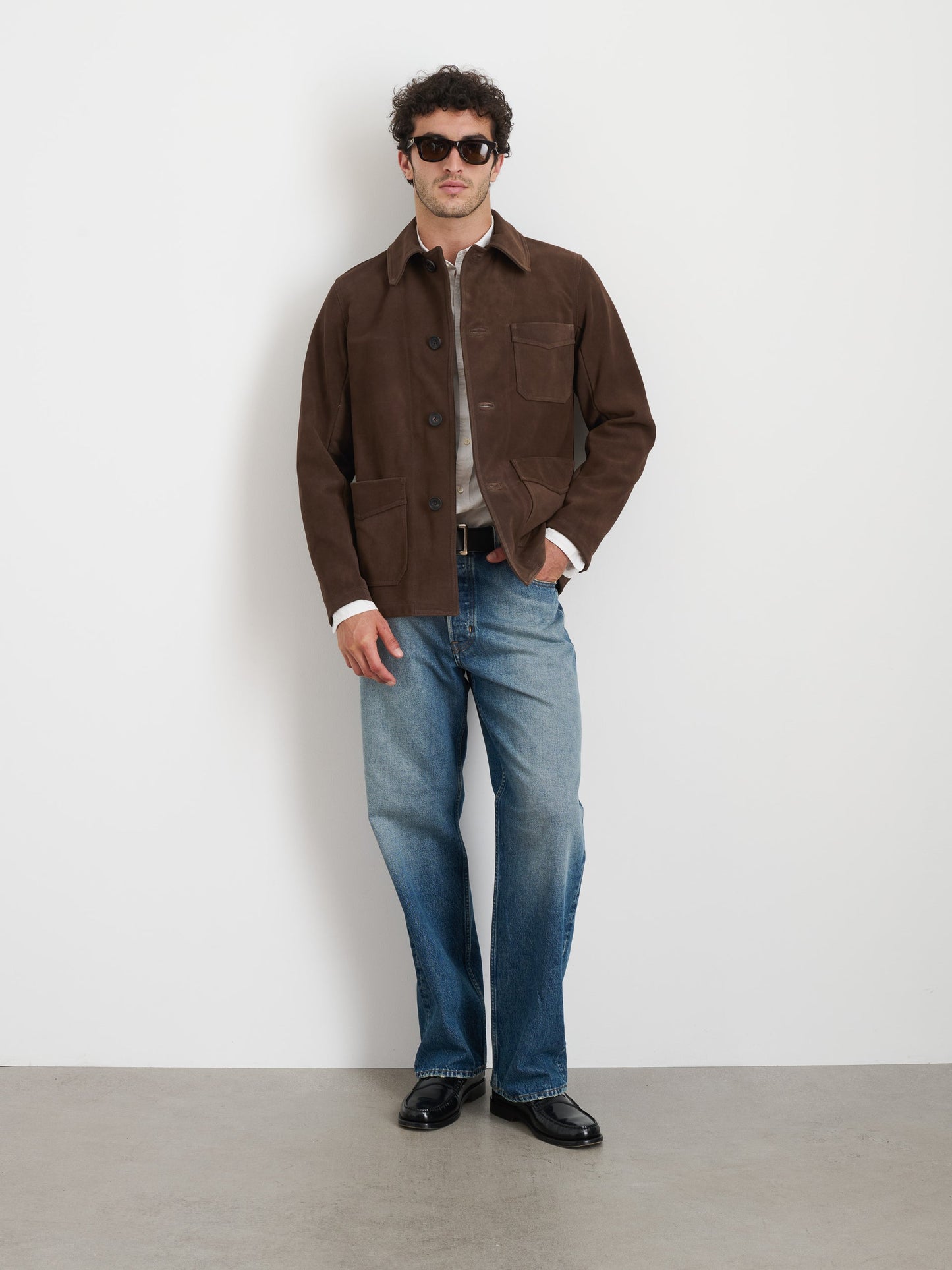 Alex Mill Owen Barry x Alex Mill Work Jacket in Suede Dark Brown
