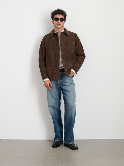 Alex Mill Owen Barry x Alex Mill Work Jacket in Suede Dark Brown