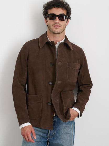 Alex Mill Owen Barry x Alex Mill Work Jacket in Suede Dark Brown