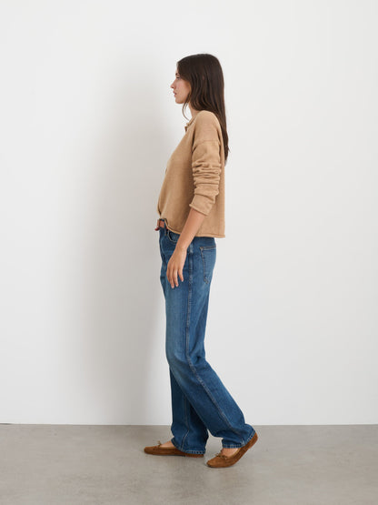 Alex Mill Taylor Rollneck Cardigan in Cotton Cashmere Camel