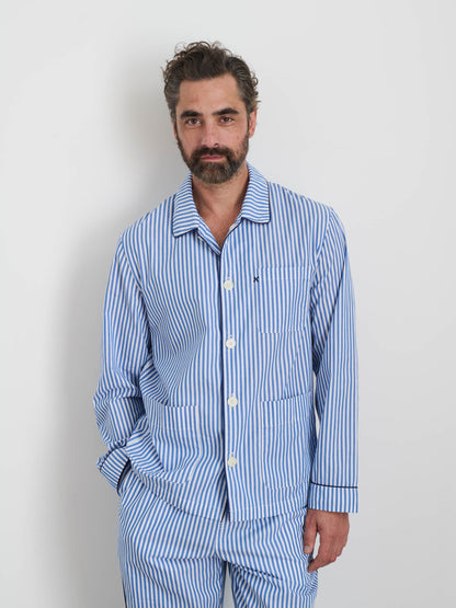 Alex Mill P'Jimmies Sleep Shirt in Stripe Blue Stripe