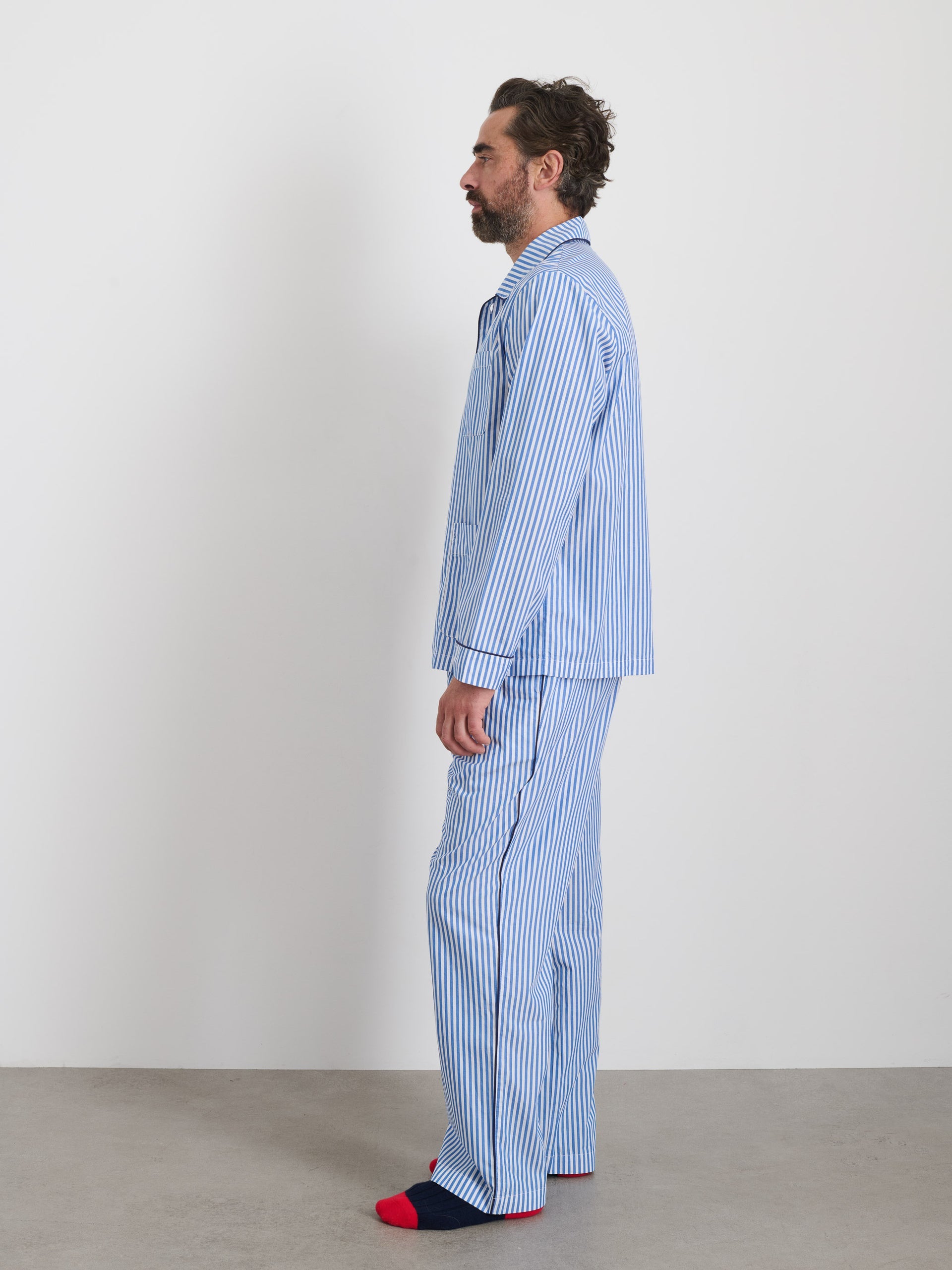 Alex Mill P'Jimmies Sleep Shirt in Stripe Blue Stripe