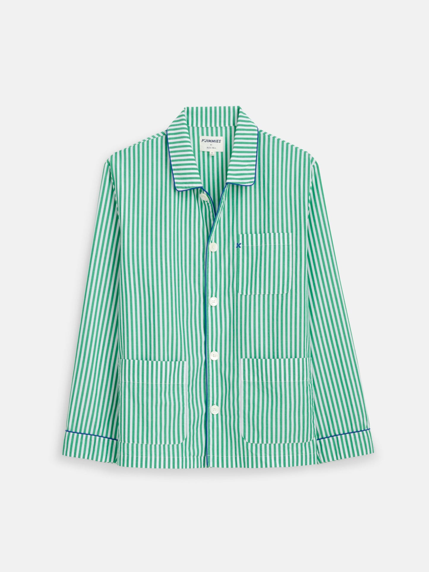 Alex Mill P'Jimmies Sleep Shirt in Stripe Green Stripe