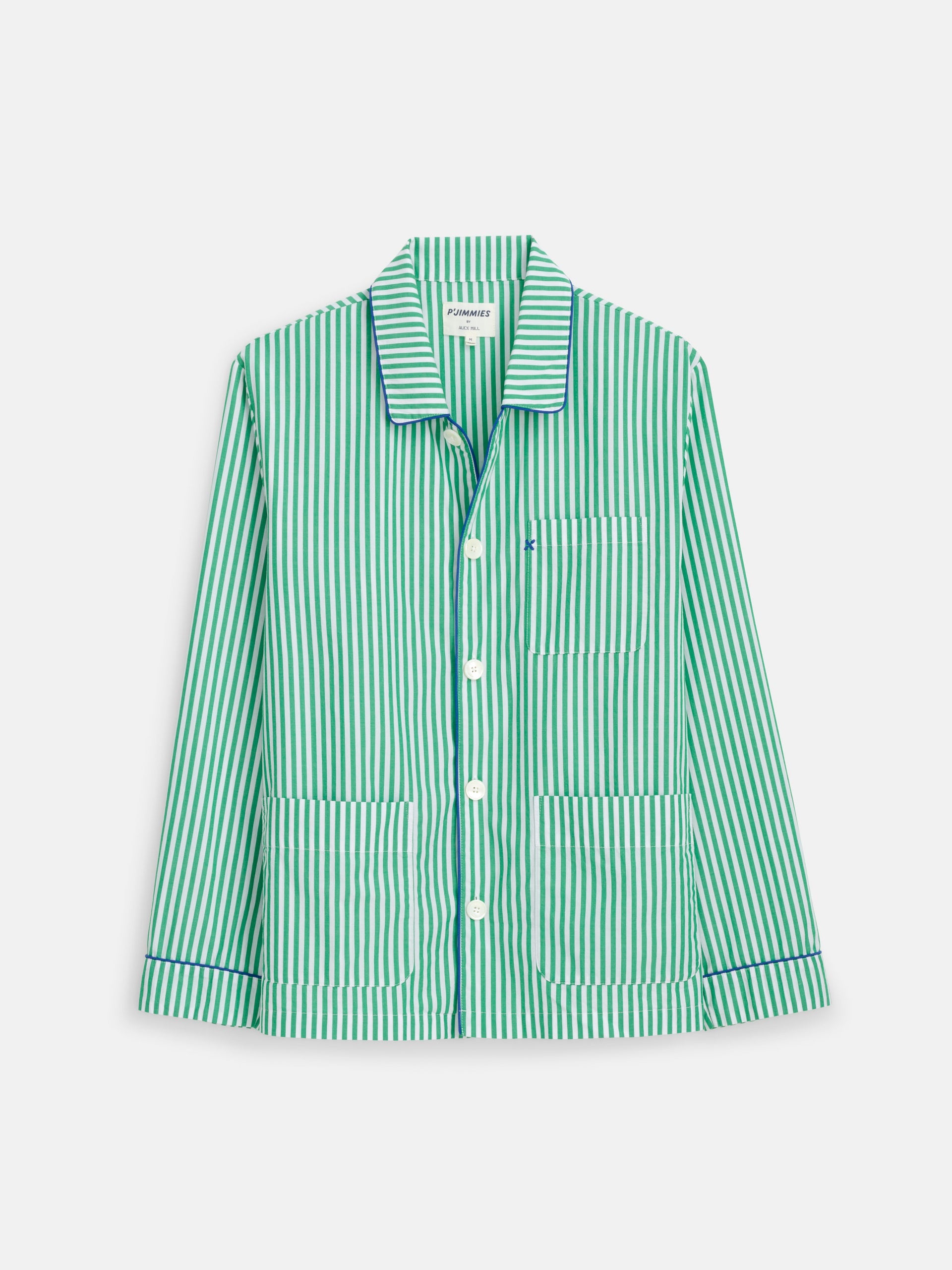Alex Mill P'Jimmies Sleep Shirt in Stripe Green Stripe