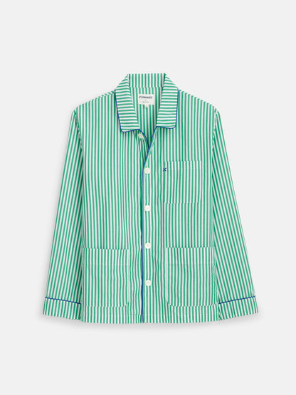Alex Mill P'Jimmies Sleep Shirt in Stripe Green Stripe
