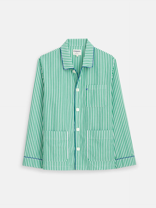 Alex Mill P'Jimmies Sleep Shirt in Stripe Green Stripe