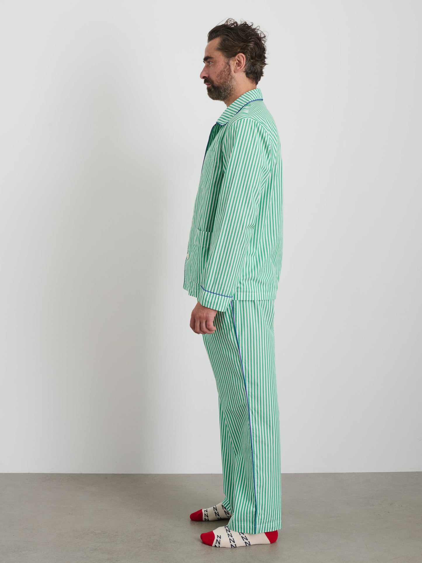 Alex Mill P'Jimmies Sleep Shirt in Stripe Green Stripe
