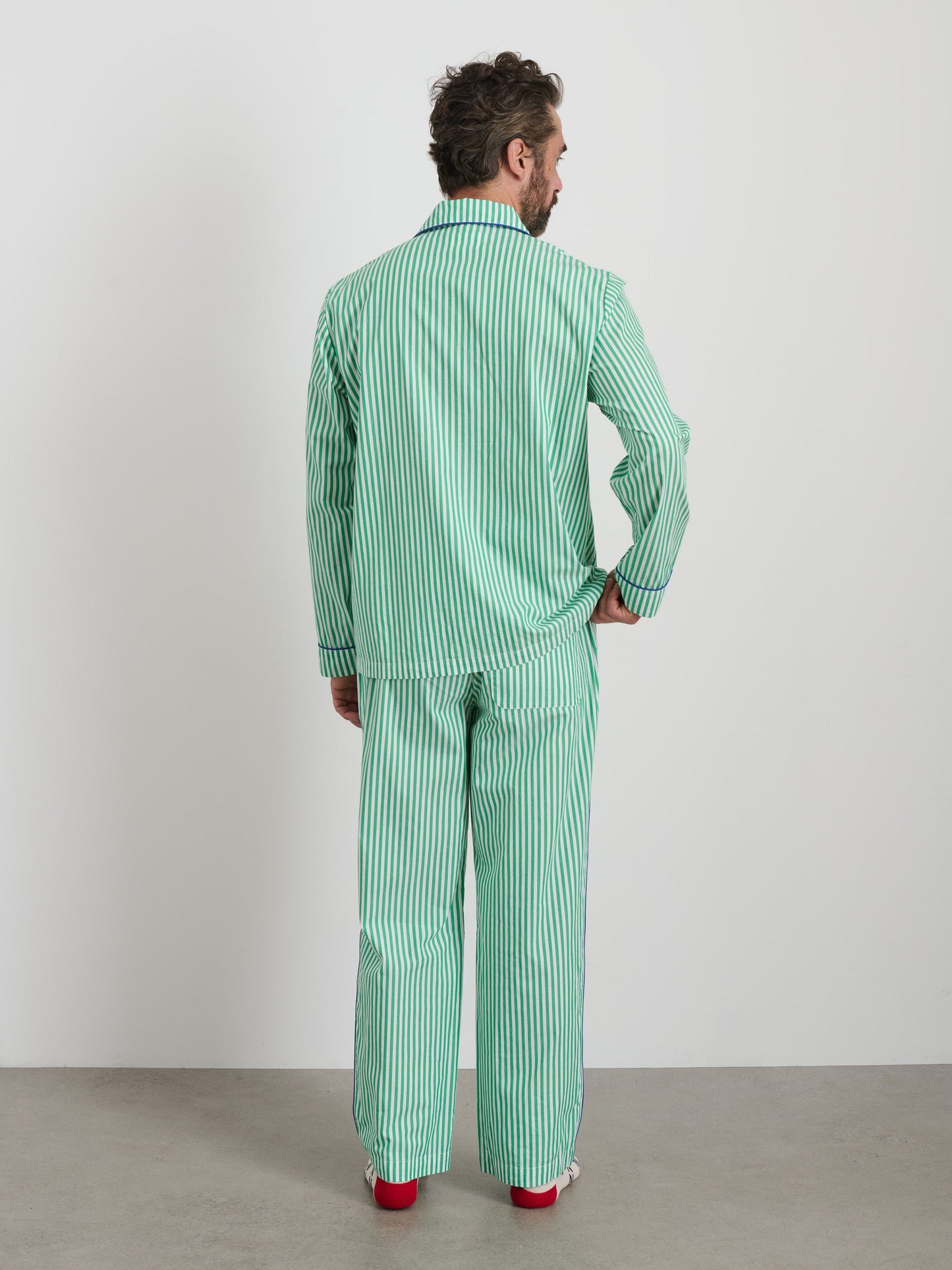 Alex Mill P'Jimmies Sleep Shirt in Stripe Green Stripe