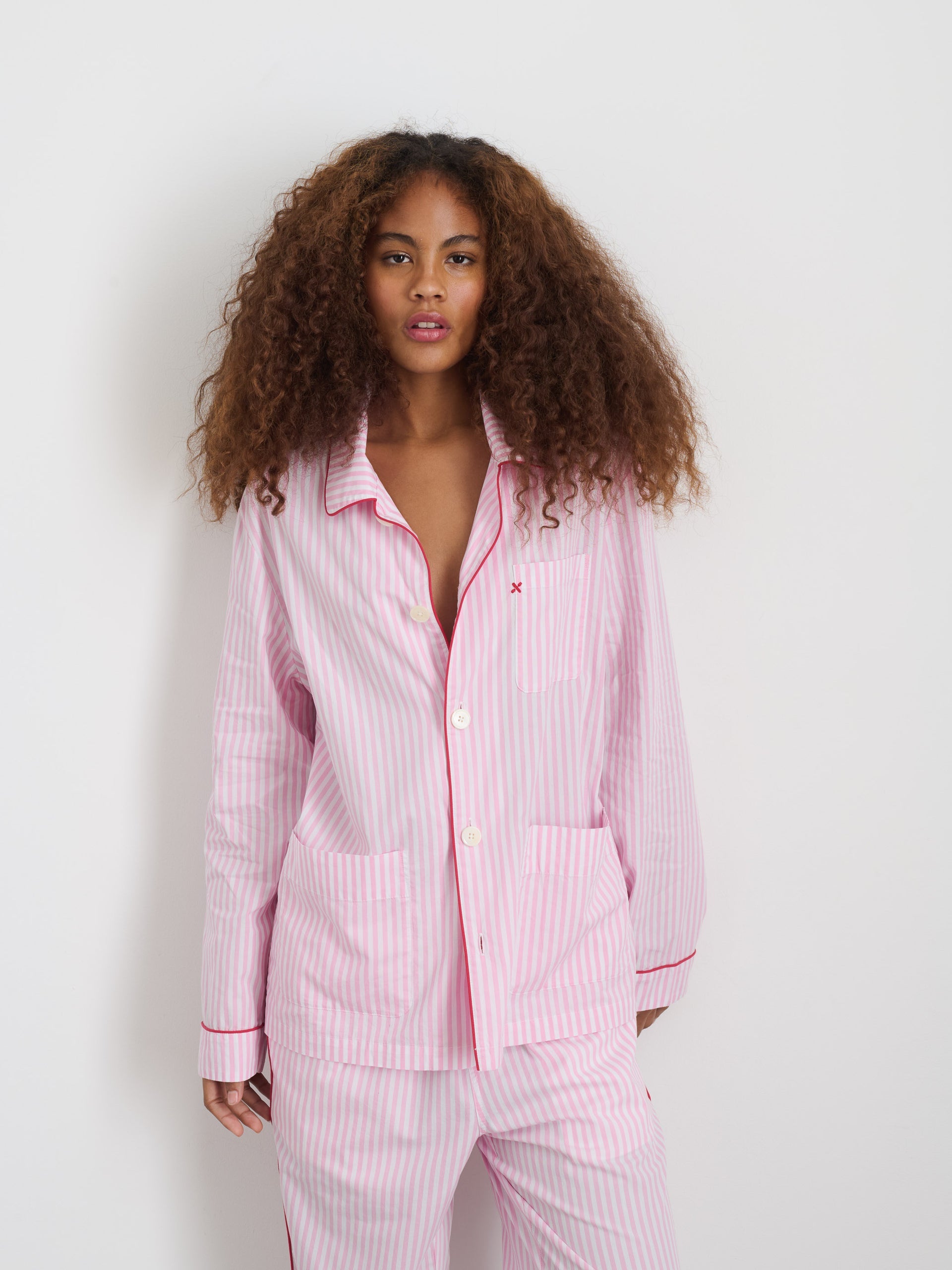 Alex Mill P'Jimmies Sleep Shirt in Stripe Pink Stripe