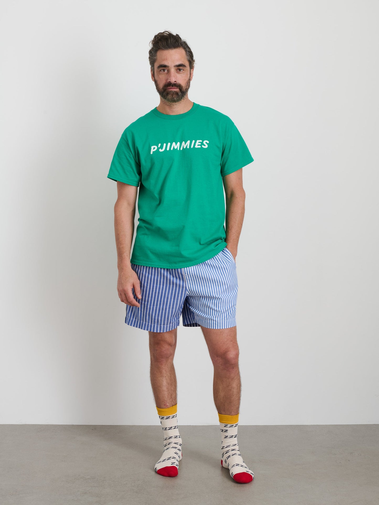 Alex Mill P'Jimmies Sleep Short in Stripe Classic Blue Mixed Stripe