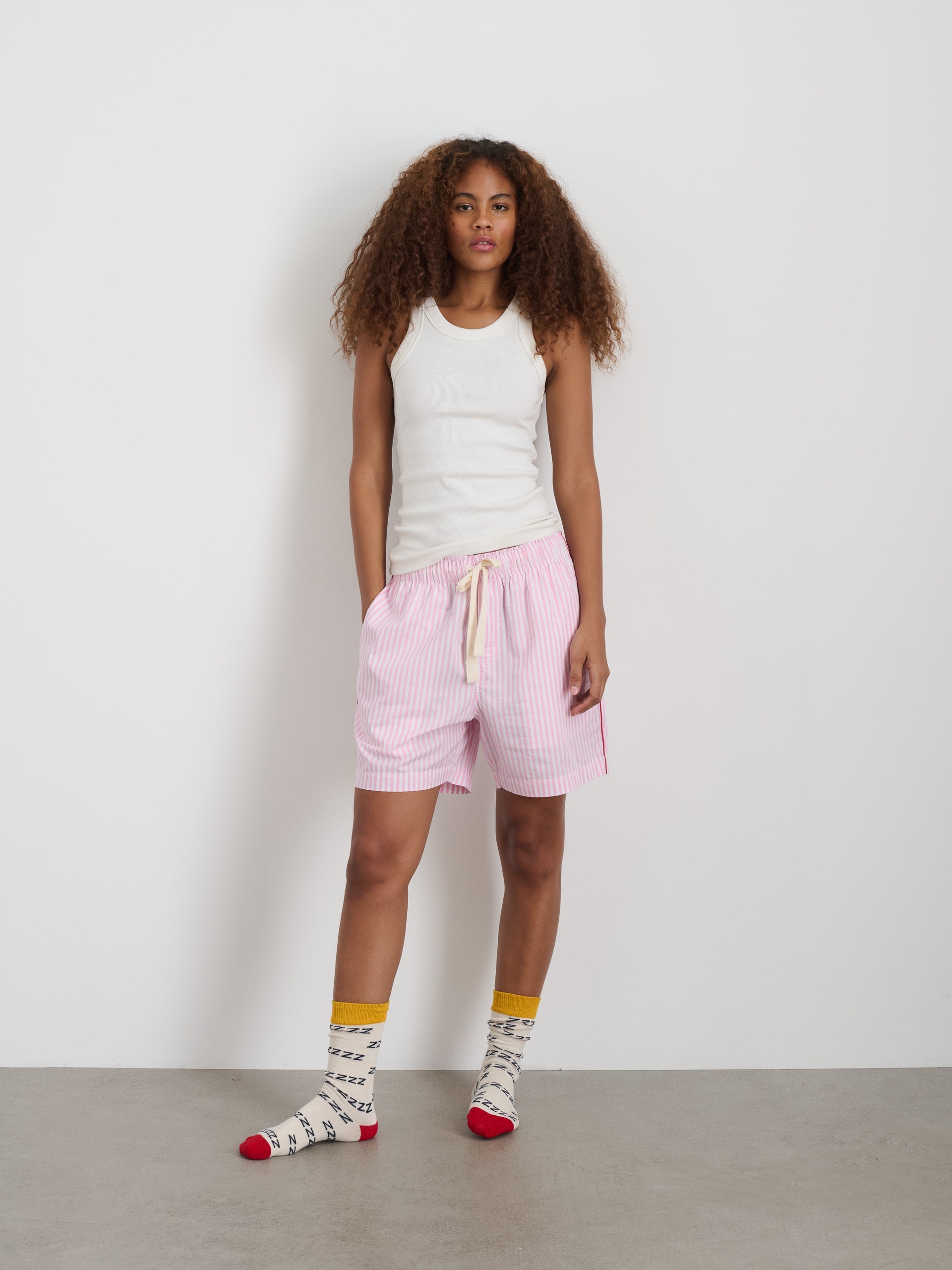 Alex Mill P'Jimmies Sleep Short in Stripe Pink Stripe