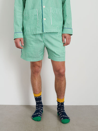 Alex Mill P'Jimmies Sleep Short in Stripe Green Stripe