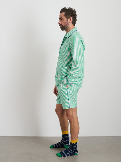 Alex Mill P'Jimmies Sleep Short in Stripe Green Stripe