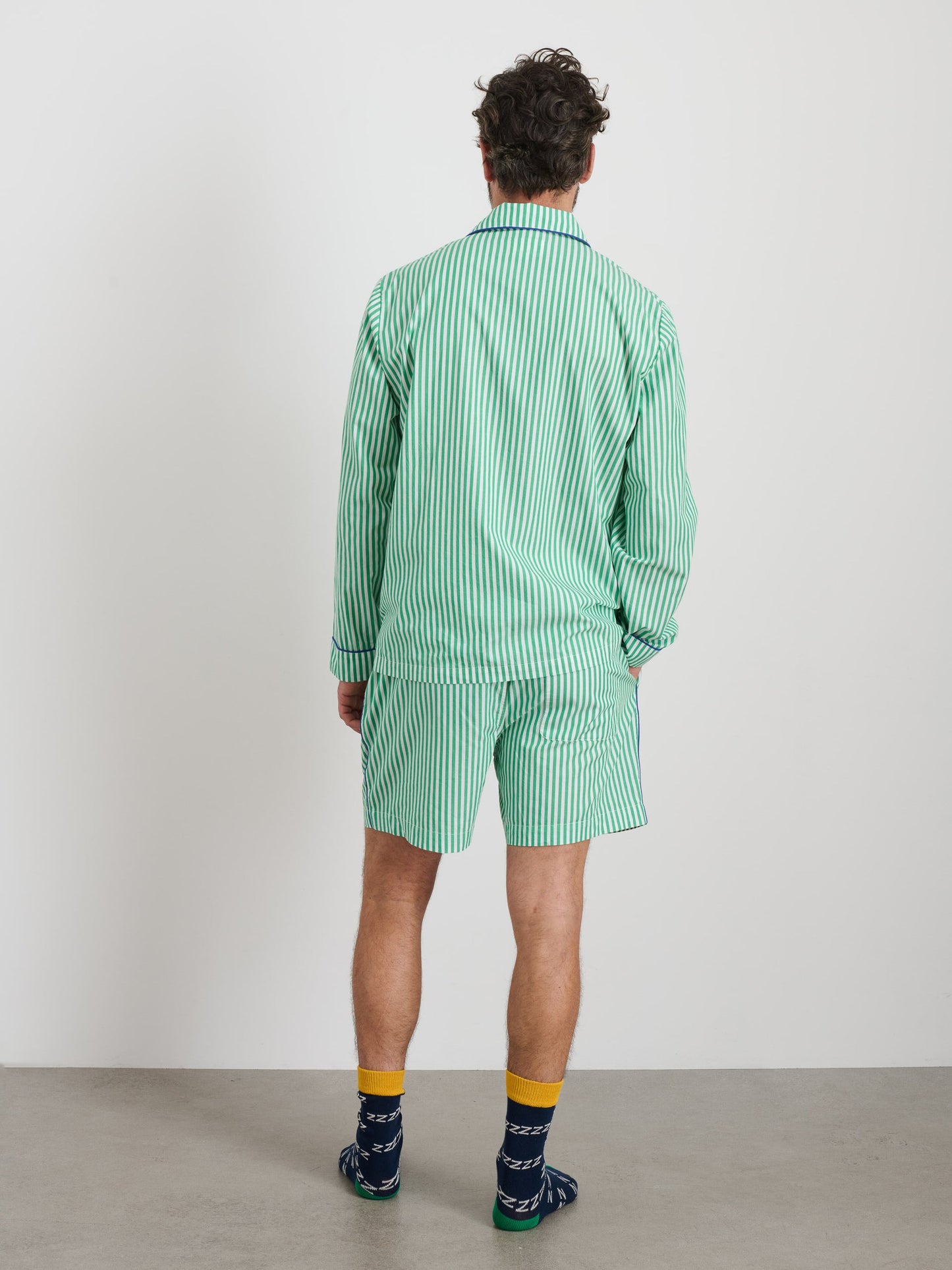 Alex Mill P'Jimmies Sleep Short in Stripe Green Stripe