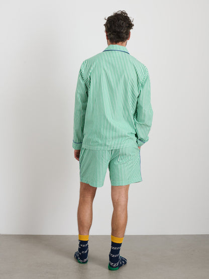 Alex Mill P'Jimmies Sleep Short in Stripe Green Stripe