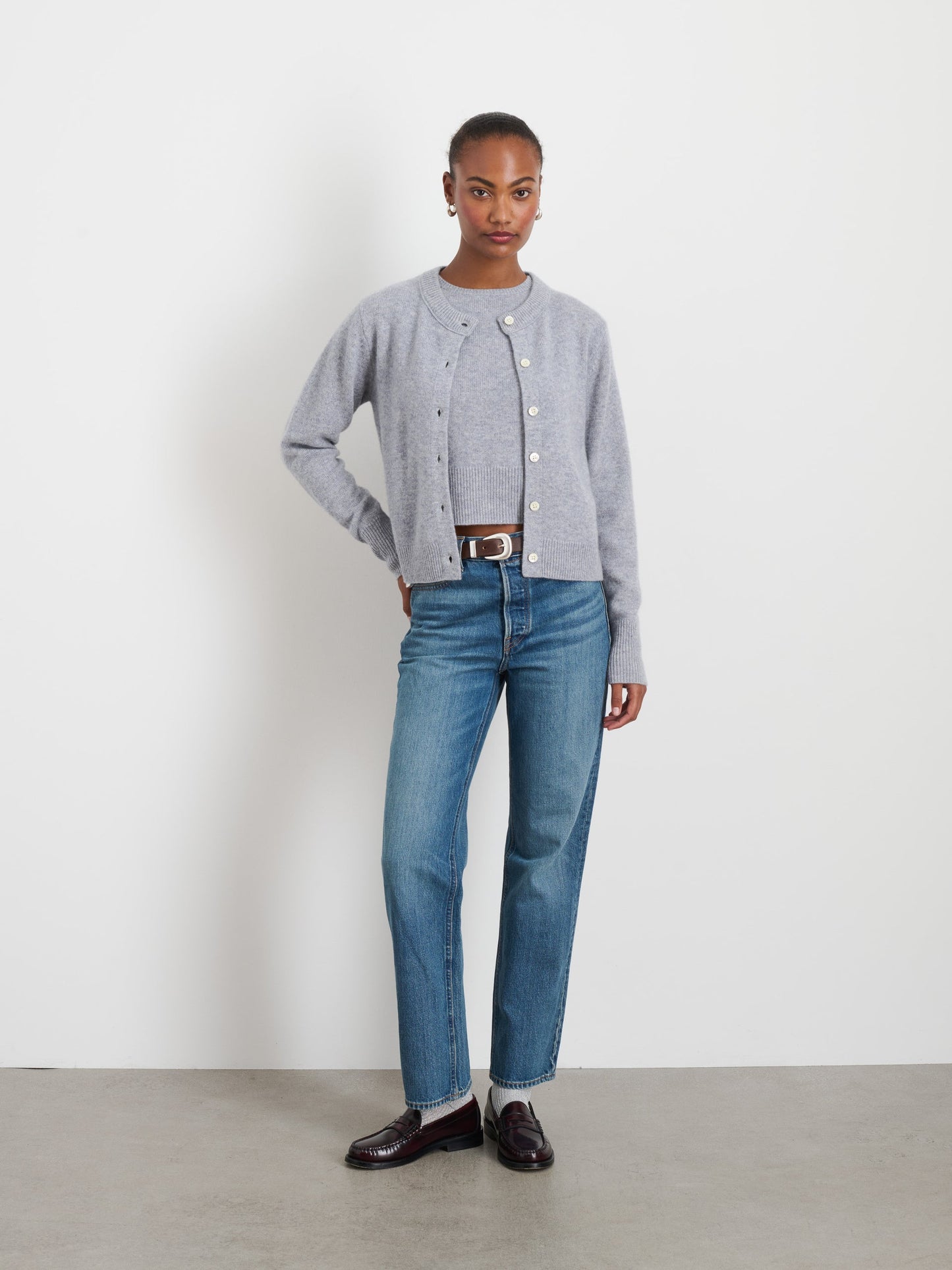 Alex Mill Lucie Cardigan in Cashmere Icy Grey
