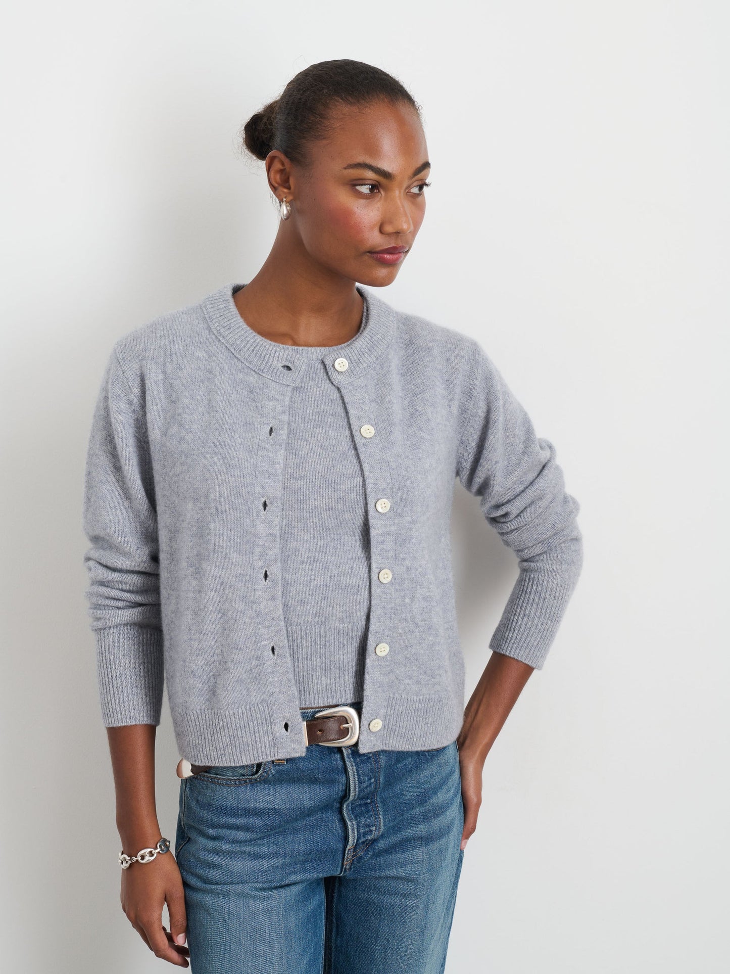 Alex Mill Lucie Cardigan in Cashmere Icy Grey