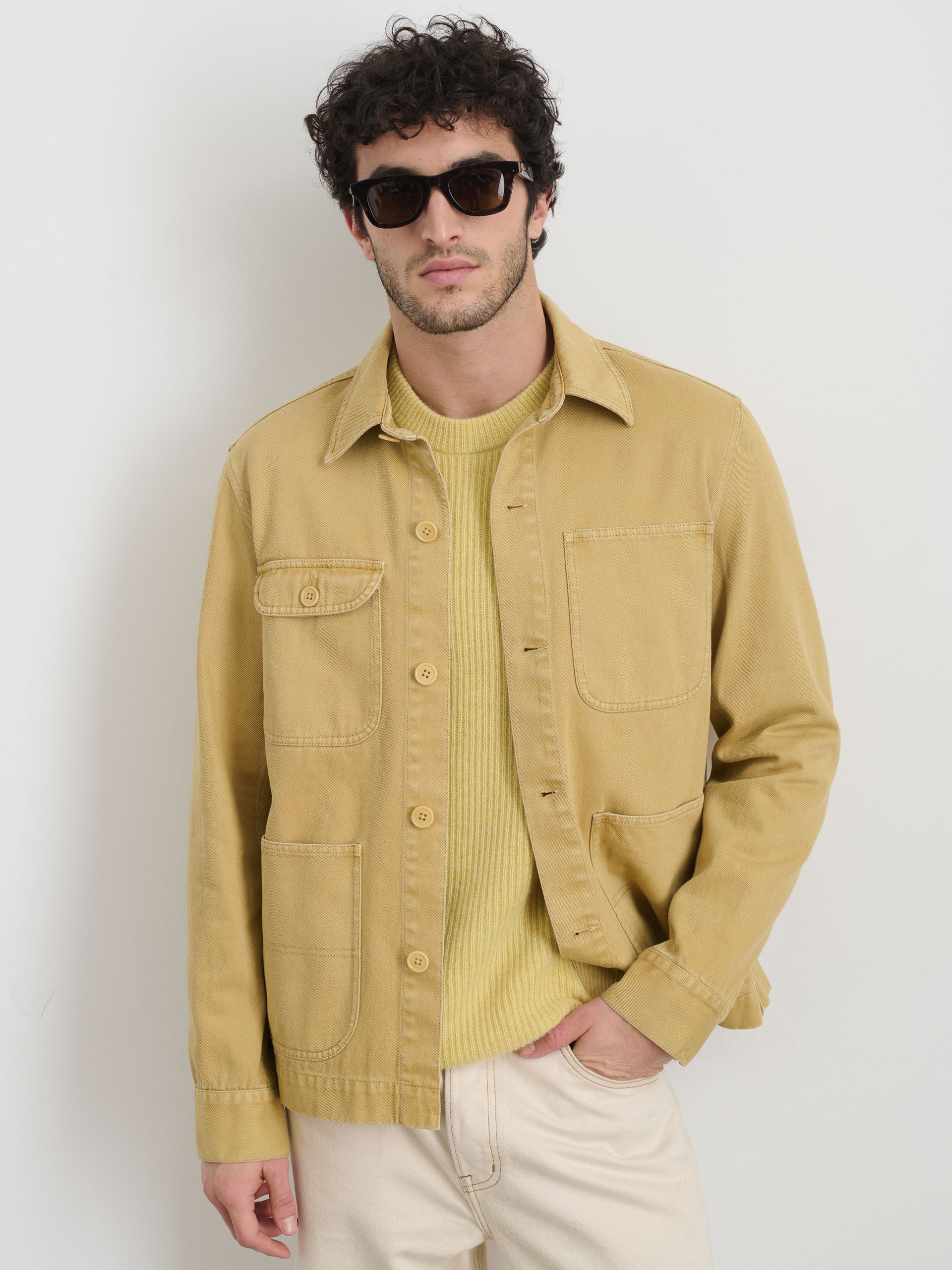 Alex Mill Garment Dyed Work Jacket in Recycled Denim Beeswax